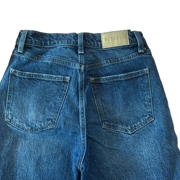 Pistola Lana Wide Leg Crop High Rise Raw Hem Ankle Jeans Palladium Wash size 24P - Picture 6 of 6